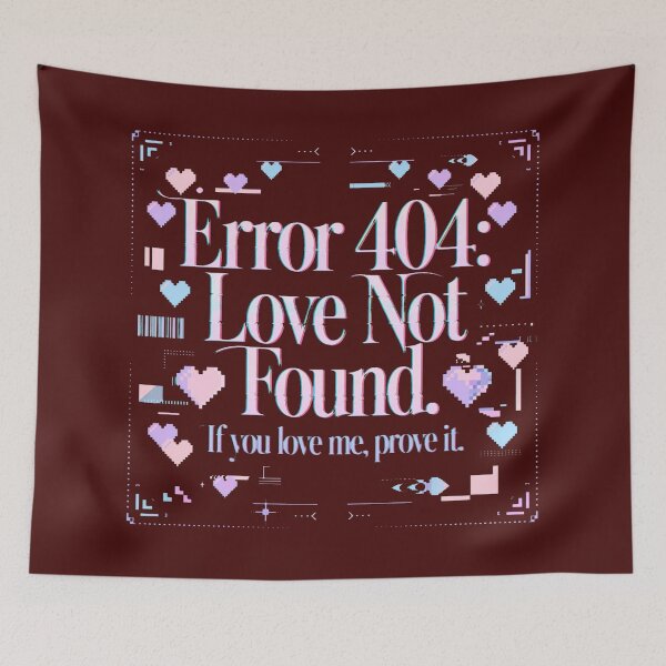 Item preview, Error 404 Love Not Found – Pastel Glitch Heart Typography designed and sold by puzzell.