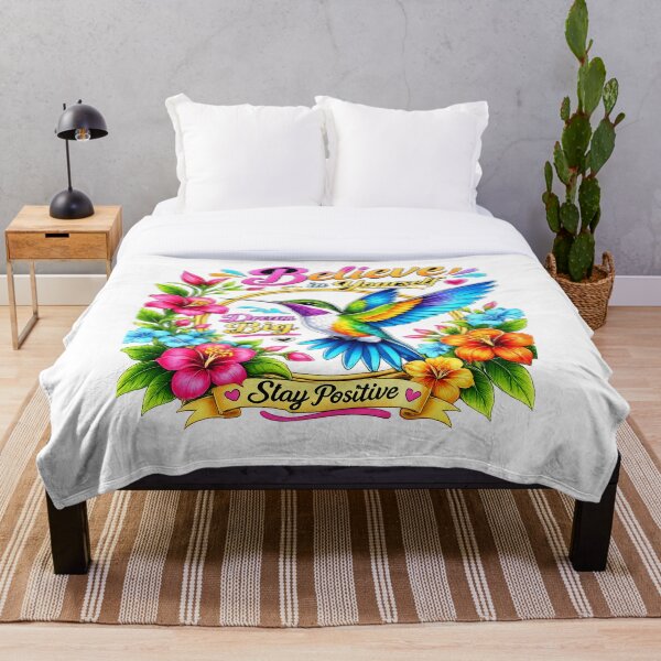 Item preview, Cree en ti mismo. Sueña en grande. Mantén una actitud positiva. Diseño inspirador floral con colibríes coloridos. designed and sold by Design Sounds Studio.