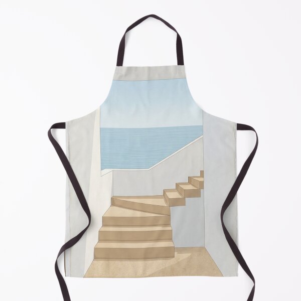 Item preview, Coastal Stairway – Minimalist Mediterranean Sea View Illustration designed and sold by Zaramodo.