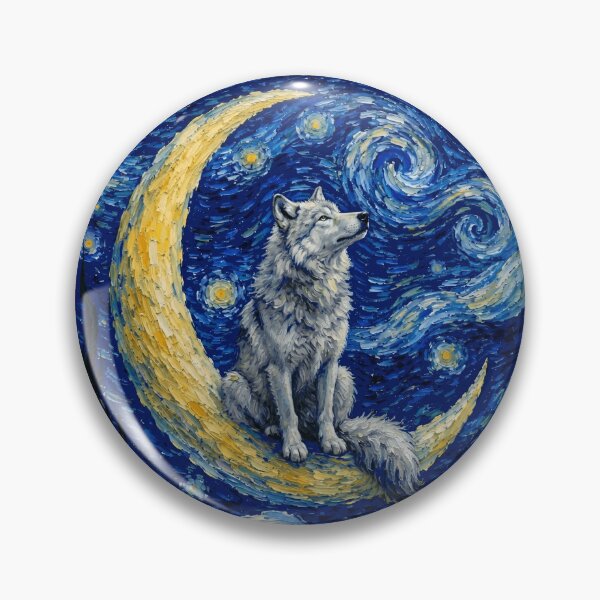 Artikelvorschau, Lustiges Wolfsbild mit Sternennacht, niedlicher Mond und Sterne, Jungen, Mädchen, Kinder entworfen und verkauft von FurryHavenPH.