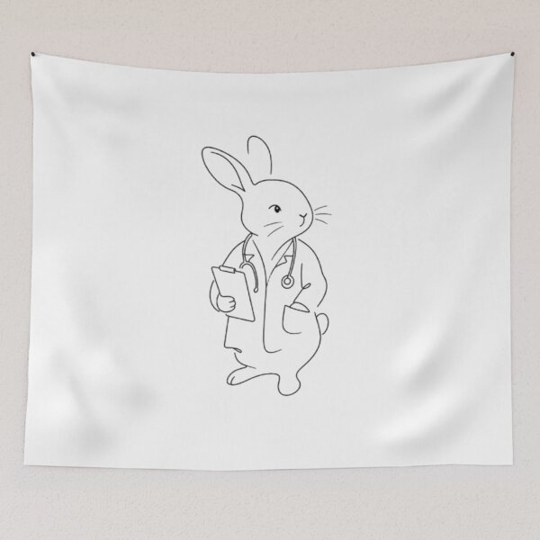 Item preview, Minimalist Line Art Rabbit Doctor designed and sold by Snurly.