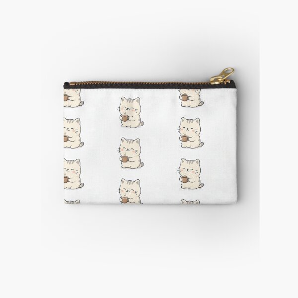 Item preview, Cute Cat Drinking Coffee - Adorable Kawaii Illustration designed and sold by Breezes-of-Ida.