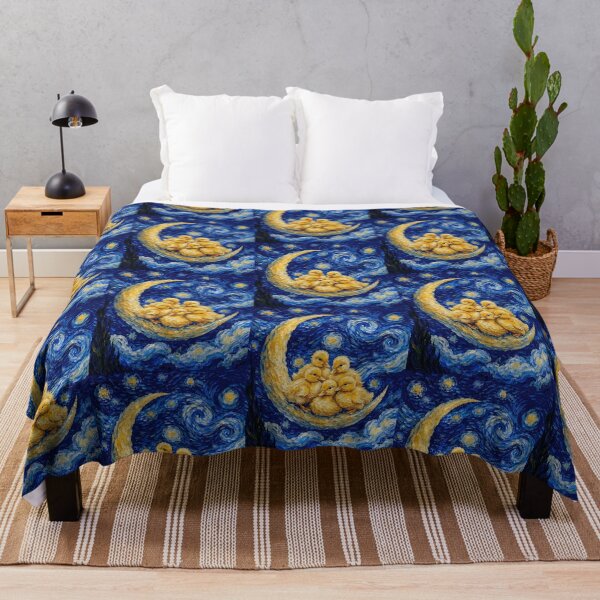 Item preview, Funny Yellow Baby Duck Starry Night Painting Cute Moon Stars Boys Girls Kids designed and sold by FurryHavenPH.