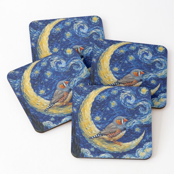 Item preview, Funny Zebra Finch Starry Night Painting Cute Moon Stars Boys Girls Kids designed and sold by FurryHavenPH.