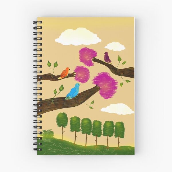 Item preview, Whimsical Brazilian Pink Ipe Tree with Three Kawaii Birds - Folk Spring Art for Nursery designed and sold by William Carneiro.