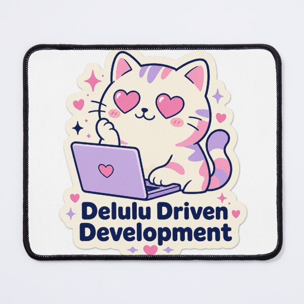 Item preview, Delulu Driven Development Cute Cat Coding Sticker designed and sold by Power Designs.