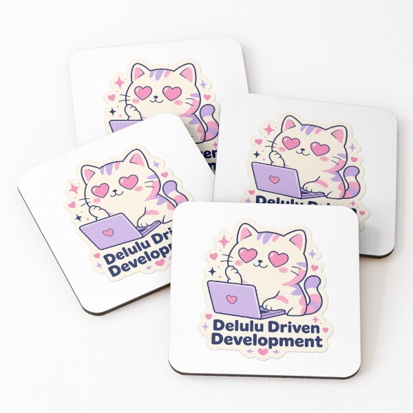 Item preview, Delulu Driven Development Cute Cat Coding Sticker designed and sold by Power Designs.
