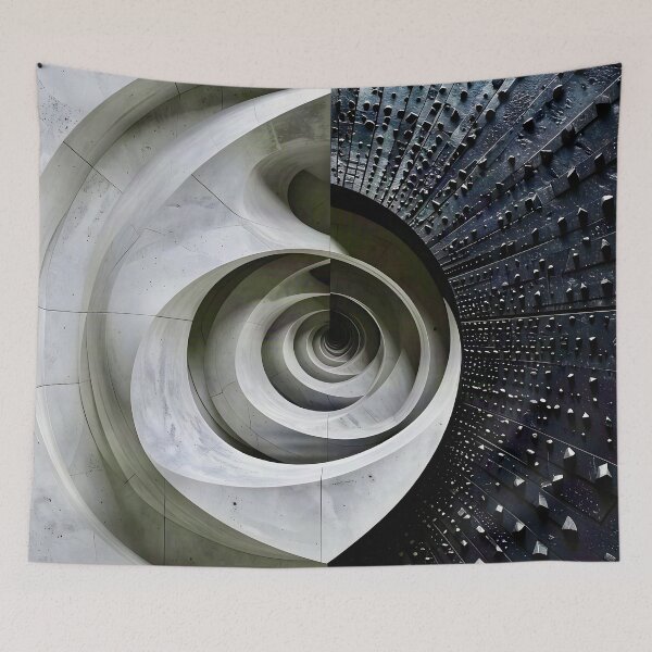 Item preview, Spiraling Geometric Structure in Gray Stone designed and sold by Vicky Brago-Mitchell®.