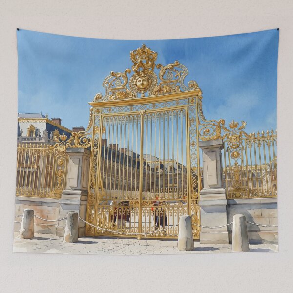 Item preview, Royal Gate of Versailles — Gilded Iron & Sun King Watercolor designed and sold by M.ALK.Watercolor.