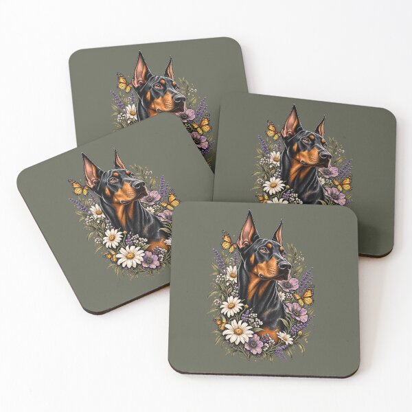 Item preview, Wildflower Doberman – Botanical Dog Art & Doberman Illustration designed and sold by AbderraimArt.