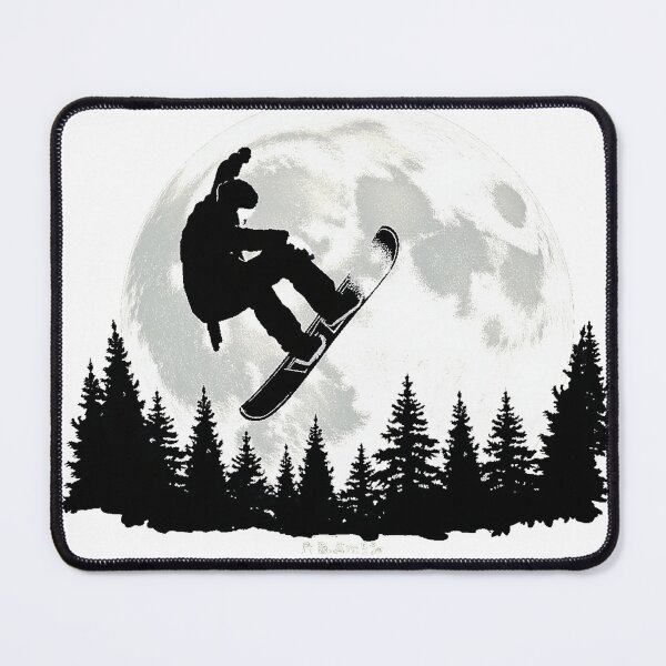 Item preview, Snowboarder Moon Silhouette Pine Forest designed and sold by lht6474.