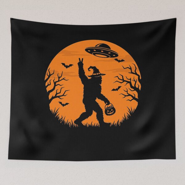 Item preview, Spooky Halloween Bigfoot UFO Pumpkin Funny Sasquatch Cryptid designed and sold by clothesy7.