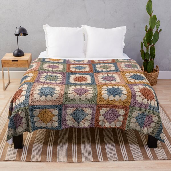 Item preview, Vintage Crochet Granny Squares Pattern – Cozy Handmade Yarn Mosaic designed and sold by blankTeeShirt.