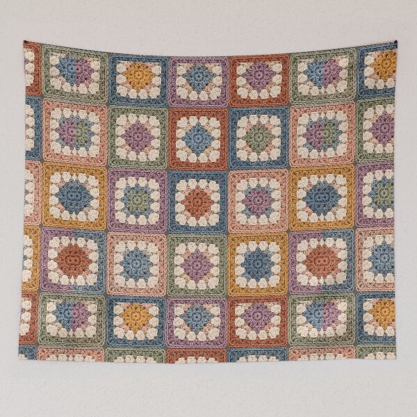 Item preview, Vintage Crochet Granny Squares Pattern – Cozy Handmade Yarn Mosaic designed and sold by blankTeeShirt.
