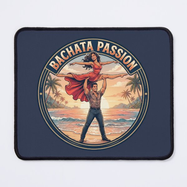 Item preview, Bachata Passion Red Dress Split – Acrobatic Latino Dance Couple Lift, Round Beach Sunset Emblem Retro Graphic Apparel Sticker designed and sold by SmartPuns.