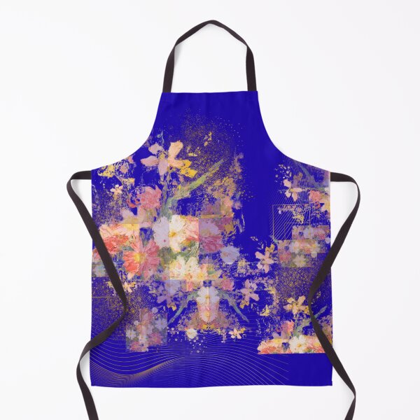 Item preview, Abstract Floral Collage in Blue and Gold designed and sold by Shambhavi_Studio.