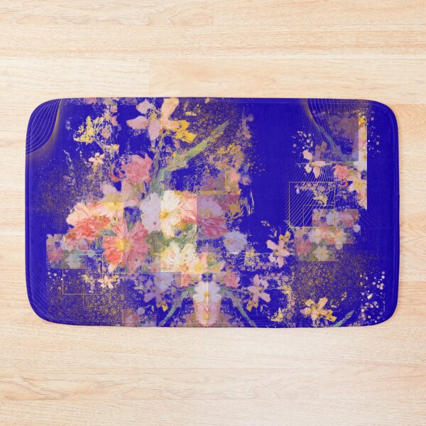 Item preview, Abstract Floral Collage in Blue and Gold designed and sold by Shambhavi_Studio.