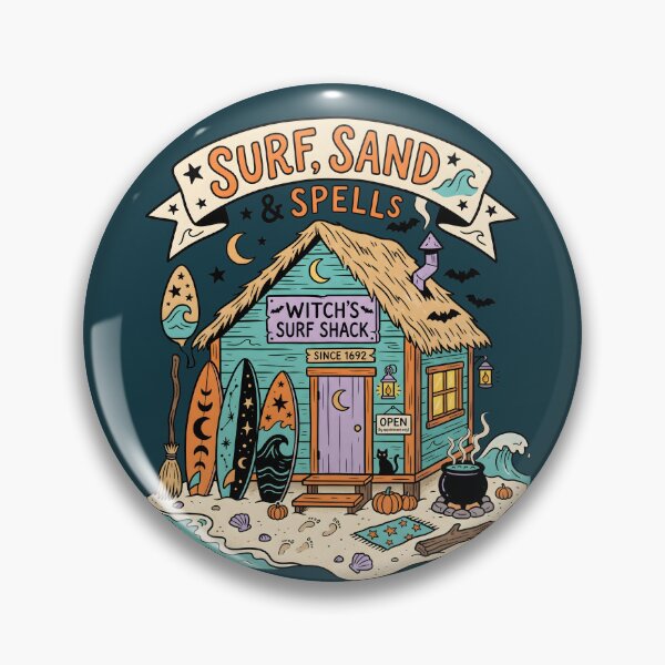 Item preview, "Surf, Sand & Spells" Witch Surf Shack − Halloween Coastal Design designed and sold by Sea Gem.