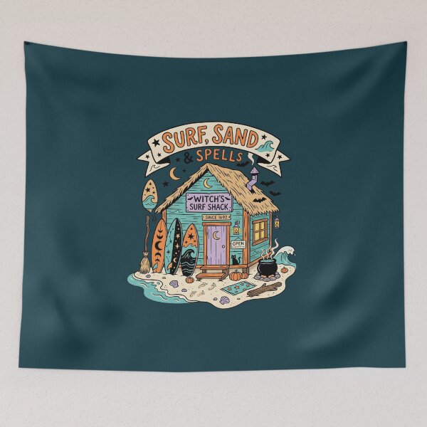 Item preview, "Surf, Sand & Spells" Witch Surf Shack − Halloween Coastal Design designed and sold by Sea Gem.