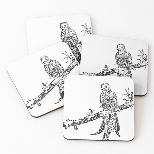 Item preview, Resplendent Quetzal on a Branch Block Print designed and sold by Mushroom-Lad.