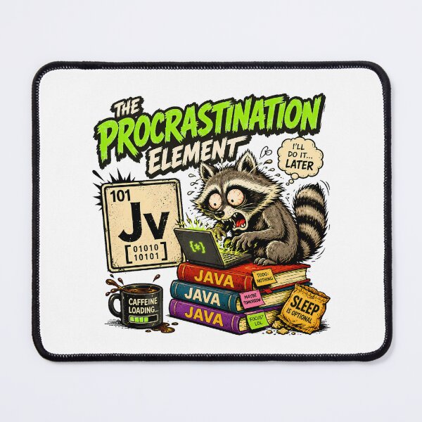 Item preview, Procrastinating Java Programmer Raccoon Coding Humor designed and sold by chattsuede.