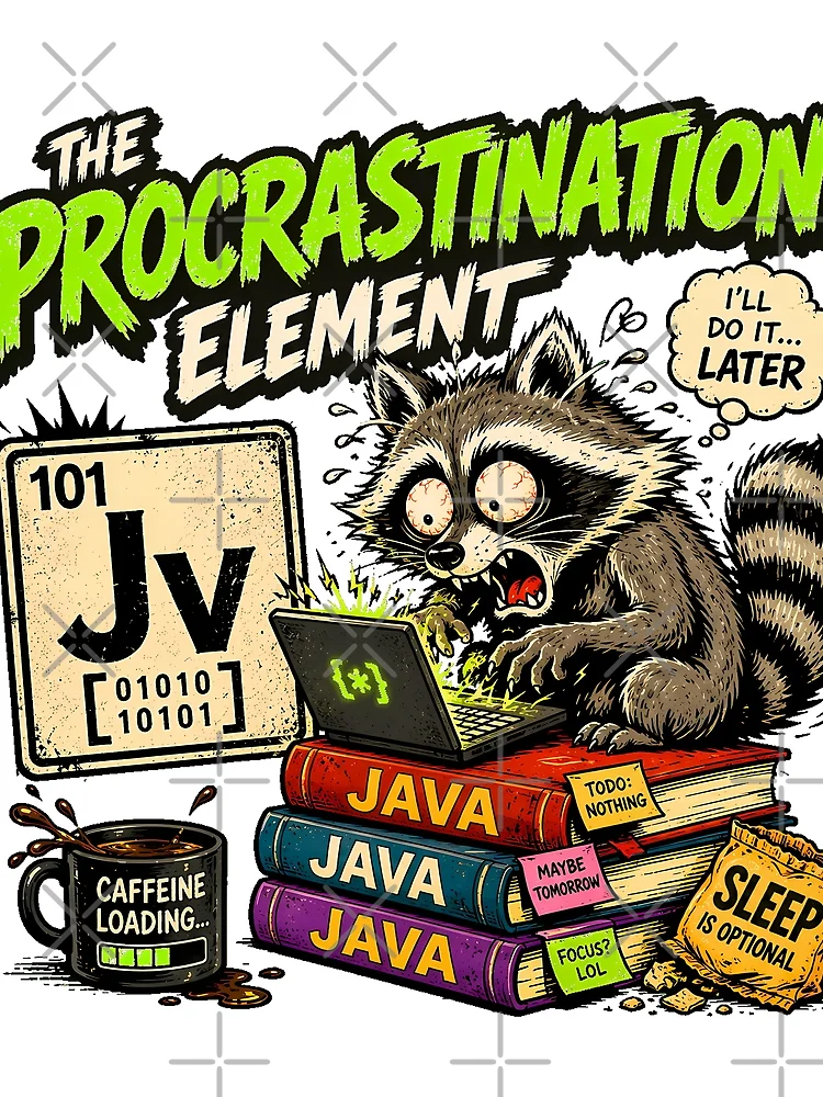 Thumbnail 3 of 3, Scarf, Procrastinating Java Programmer Raccoon Coding Humor designed and sold by chattsuede.