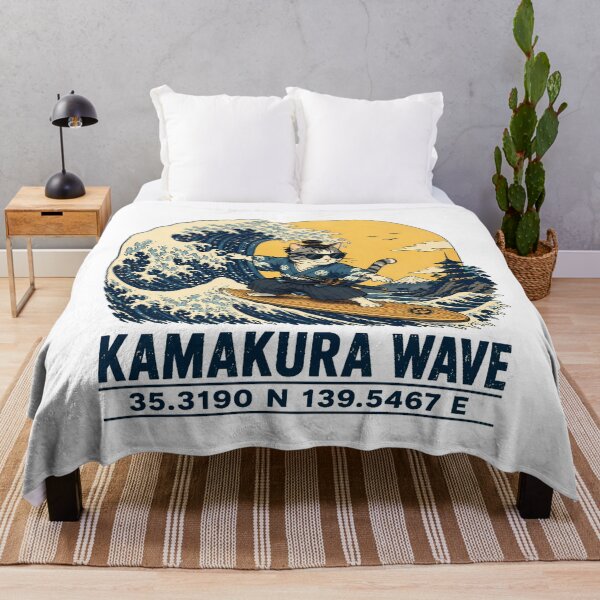 Item preview, Samurai Cat Surfing Wave Ukiyo-e Mount Fuji designed and sold by chattsuede.