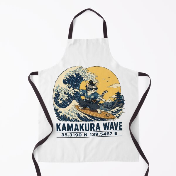 Item preview, Samurai Cat Surfing Wave Ukiyo-e Mount Fuji designed and sold by chattsuede.