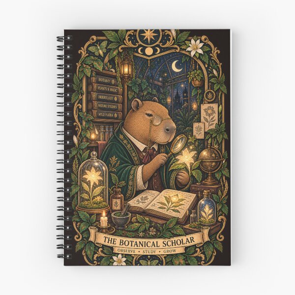 Item preview, The Botanical Scholar Capybara Vintage Herbology Cottagecore Art designed and sold by zhivago1980.