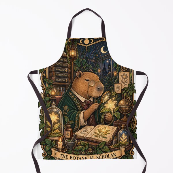 Item preview, The Botanical Scholar Capybara Vintage Herbology Cottagecore Art designed and sold by zhivago1980.