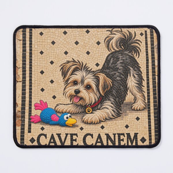 Item preview, Cave Morkium – Ancient Roman Mosaic Morkie With Modern Squeaky Toy designed and sold by Past in Threads.