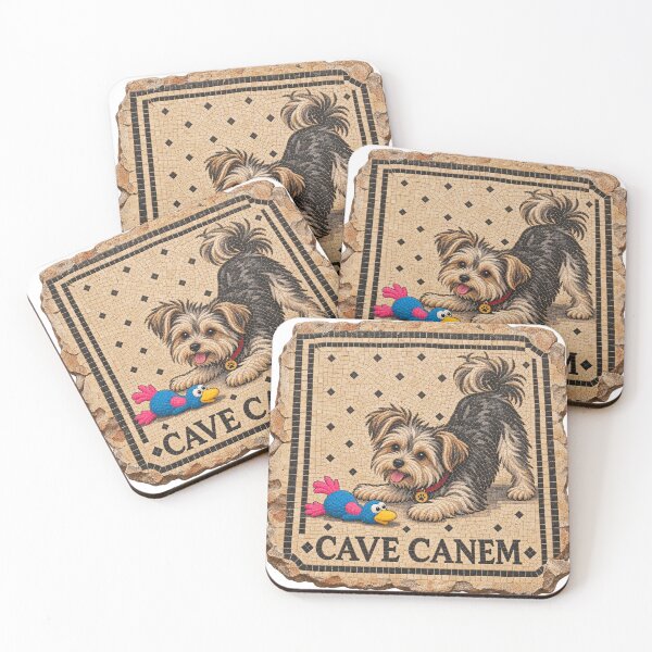 Item preview, Cave Morkium – Ancient Roman Mosaic Morkie With Modern Squeaky Toy  designed and sold by Past in Threads.