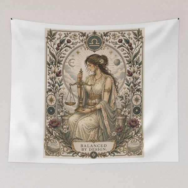 Item preview, Libra Zodiac Maiden | Celtic Fantasy Art | Medieval Balance & Justice designed and sold by doinitzart.