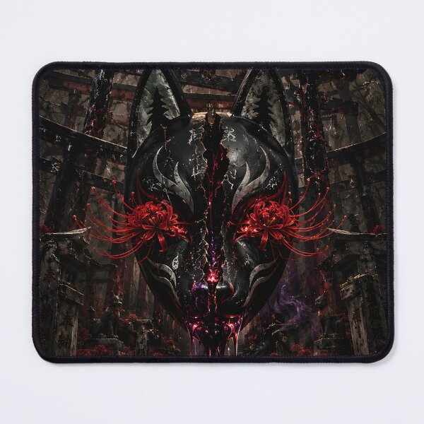 Item preview, Kuro Kitsune Black Fox Mask Gothic Art designed and sold by MouradStudio.