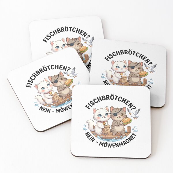Item preview, Cute cats - fish sandwiches? NO Seagull magnet coastal design designed and sold by 1smillaundfiete.
