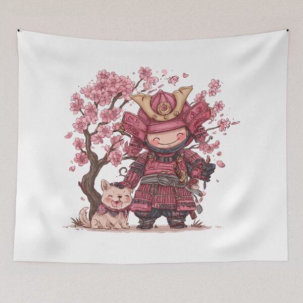 Item preview, chibi samurai warrior with puppy designed and sold by cutemakerotart.