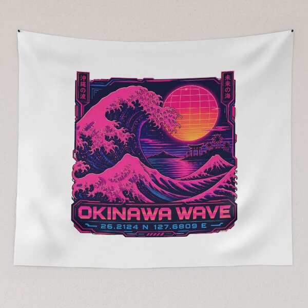 Item preview, Okinawa Wave Synthwave Torii Gate Japanese Vaporwave designed and sold by chattsuede.