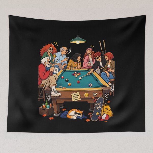 Item preview, Good Friends Great Times – Funny Pool Table Friends Hangout Design designed and sold by waikibi ⭐⭐⭐⭐⭐.