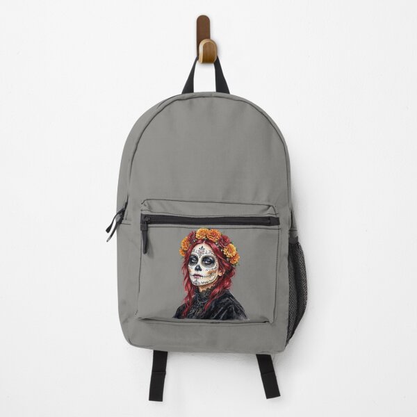 Item preview, Dia de los Muertos Sugar Skull Woman with Red Hair and Marigold Crown  designed and sold by SweetLilith.