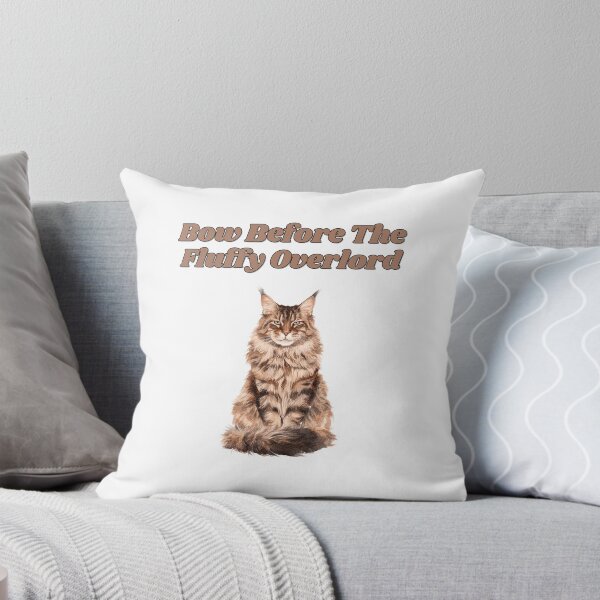 Item preview, Fluffy Maine Coon Overlord Watercolor Cat Illustration designed and sold by NatureUnleashed.