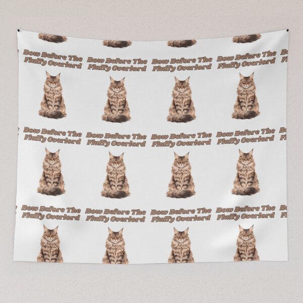 Item preview, Fluffy Maine Coon Overlord Watercolor Cat Illustration designed and sold by NatureUnleashed.