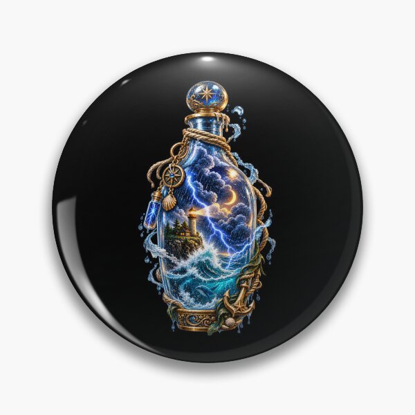 Item preview, Enchanted Ocean Storm in a Bottle | Celestial Lighthouse & Nautical Fantasy designed and sold by MrDev.