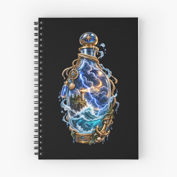 Item preview, Enchanted Ocean Storm in a Bottle | Celestial Lighthouse & Nautical Fantasy designed and sold by MrDev.