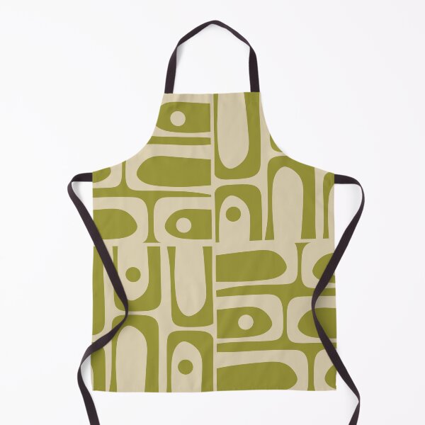 Item preview, Mid Century Modern Piquet Abstract Tiled Pattern Avocado Green and Beige designed and sold by kierkegaard.