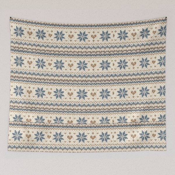 Item preview, Cozy Nordic Knit Snowflake Pattern Blue And Gold designed and sold by blankTeeShirt.