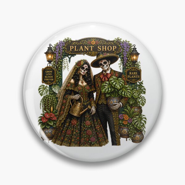 Item preview, Día de los Muertos Plant Shop Couple – Catrina & Catrín Plant Lovers designed and sold by CottageGardenCo.