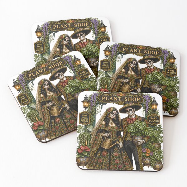 Item preview, Día de los Muertos Plant Shop Couple – Catrina & Catrín Plant Lovers designed and sold by CottageGardenCo.