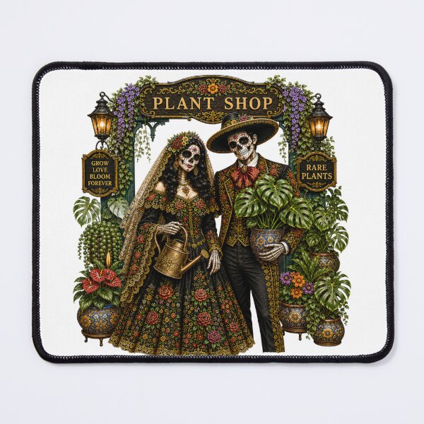 Item preview, Día de los Muertos Plant Shop Couple – Catrina & Catrín Plant Lovers designed and sold by CottageGardenCo.