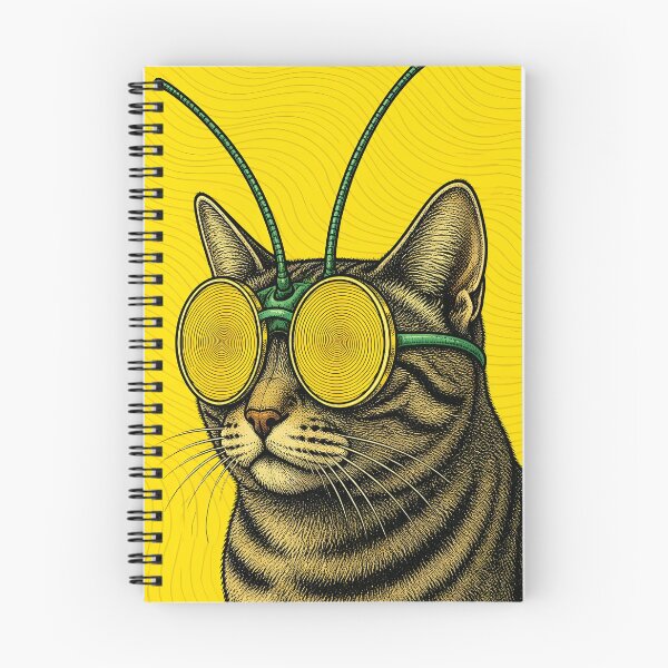 Aperçu de l'œuvre Chat extraterrestre psychédélique avec lunettes hypnotiques et antennes créée et vendue par ASN STUDIO.