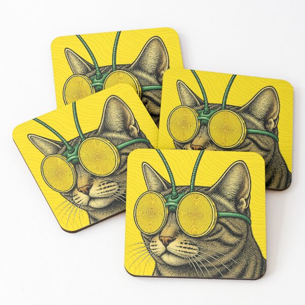 Item preview, Psychedelic Alien Cat with Hypnotic Glasses and Antennae designed and sold by ASN STUDIO.